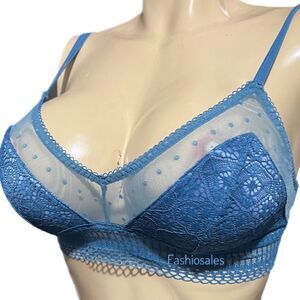 Victoria’s Secret Mesh & dots sexy unlined lace bralette Bra teal Medium